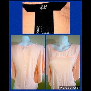 H&M PEACH BUTTERFLY WING SLEEVE T-SHIRT / BLOUSE